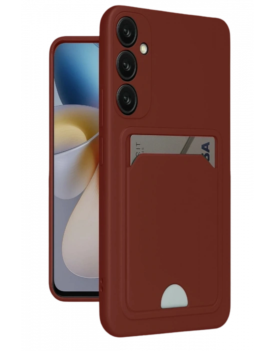 Newface Samsung Galaxy A16 5G Kılıf Kelvin Kartvizitli Silikon - Bordo