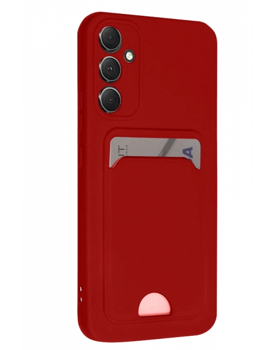 Newface Samsung Galaxy A16 5G Kılıf Kelvin Kartvizitli Silikon - Kırmızı