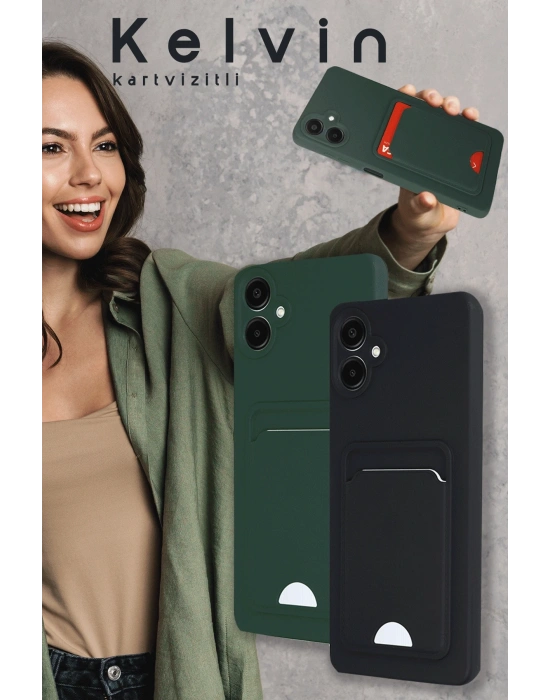 Newface Samsung Galaxy A16 5G Kılıf Kelvin Kartvizitli Silikon - Kırmızı