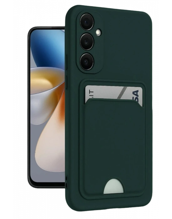 Newface Samsung Galaxy A16 5G Kılıf Kelvin Kartvizitli Silikon - Koyu Yeşil