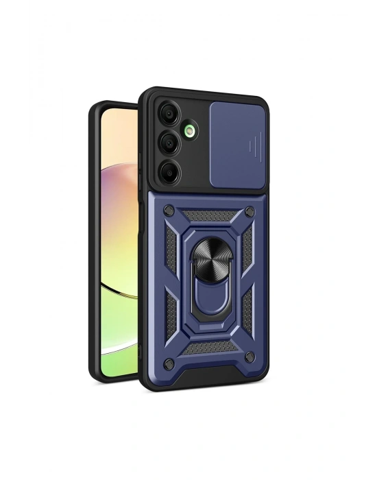 Newface Samsung Galaxy A16 5G Kılıf Pars Lens Yüzüklü Silikon - Lacivert