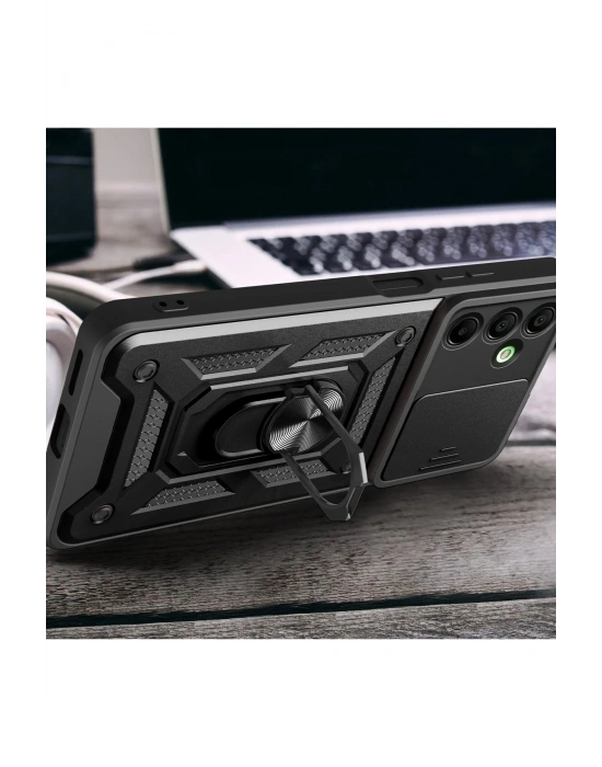 Newface Samsung Galaxy A16 5G Kılıf Pars Lens Yüzüklü Silikon - Yeşil