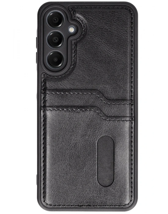 Newface Samsung Galaxy A16 5G Kılıf Sara Kartvizitli Deri Kılıf - Siyah