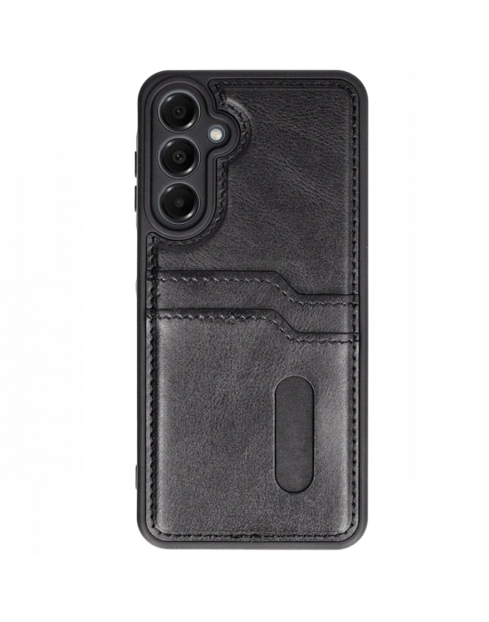 Newface Samsung Galaxy A16 5G Kılıf Sara Kartvizitli Deri Kılıf - Siyah