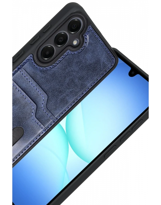 Newface Samsung Galaxy A17 5G Sara Kartvizitli Deri Kılıf - Lacivert