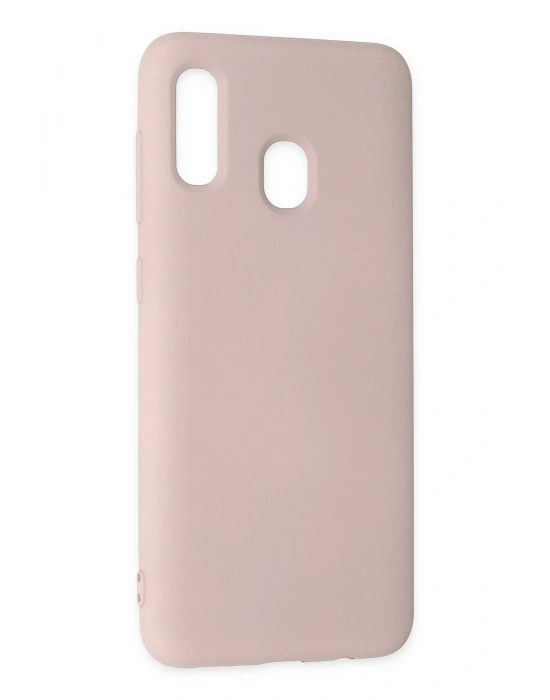 Newface Samsung Galaxy A20 Kılıf Nano içi Kadife Silikon - Pudra