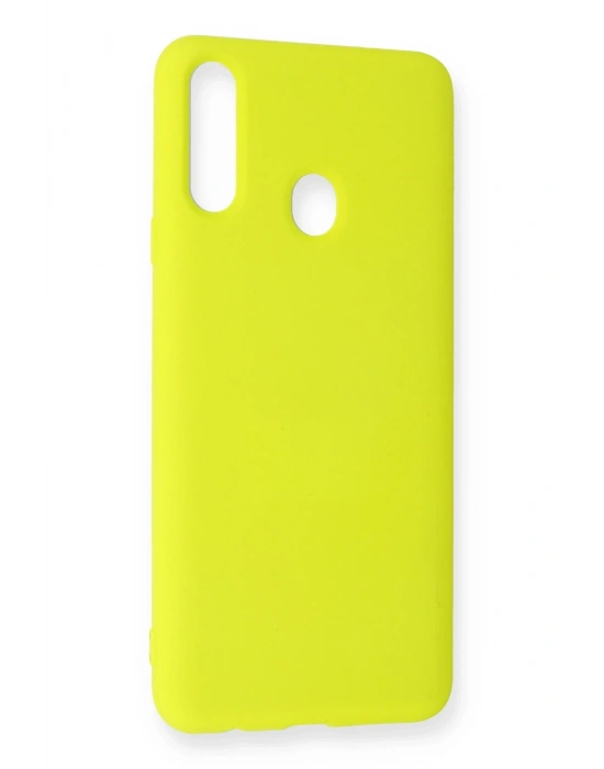 Newface Samsung Galaxy A20S Kılıf Nano içi Kadife Silikon - Sarı