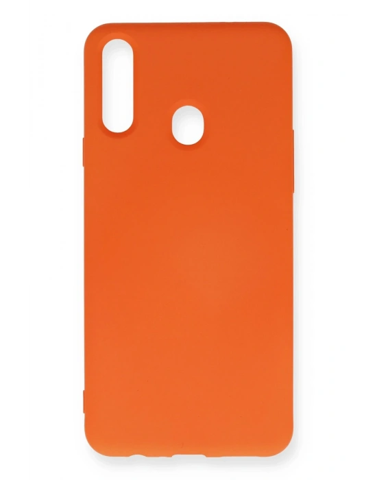 Newface Samsung Galaxy A20S Kılıf Nano içi Kadife Silikon - Turuncu