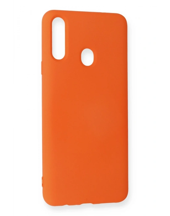 Newface Samsung Galaxy A20S Kılıf Nano içi Kadife Silikon - Turuncu