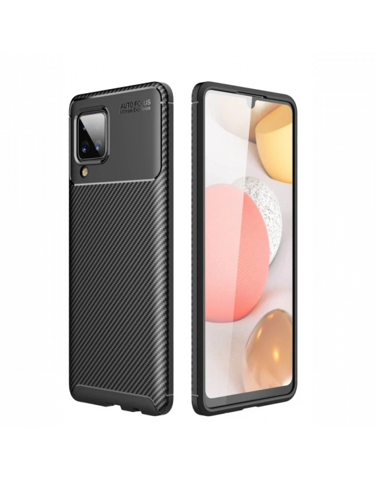 Newface Samsung Galaxy A22 Kılıf Auto Focus Karbon Kapak - Siyah