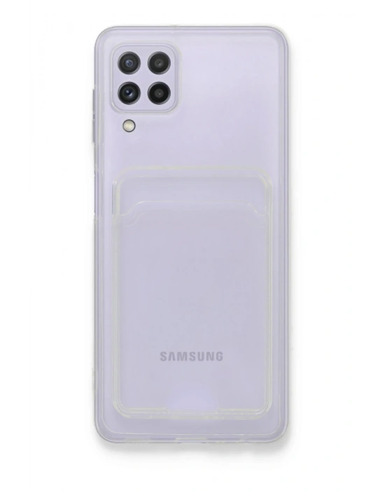 Newface Samsung Galaxy A22 Kılıf Kart Şeffaf Silikon - Şeffaf