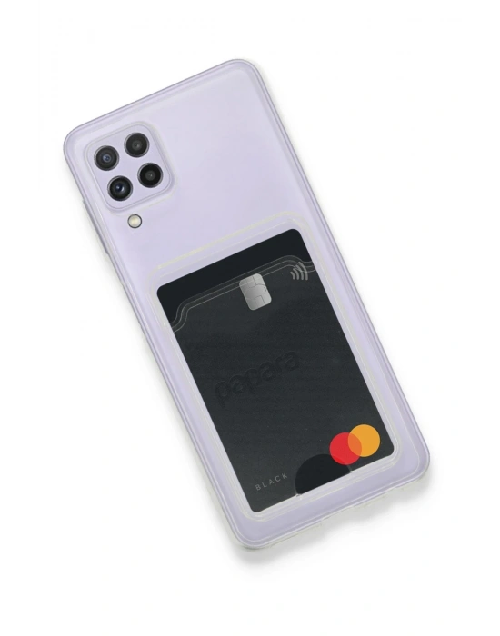 Newface Samsung Galaxy A22 Kılıf Kart Şeffaf Silikon - Şeffaf