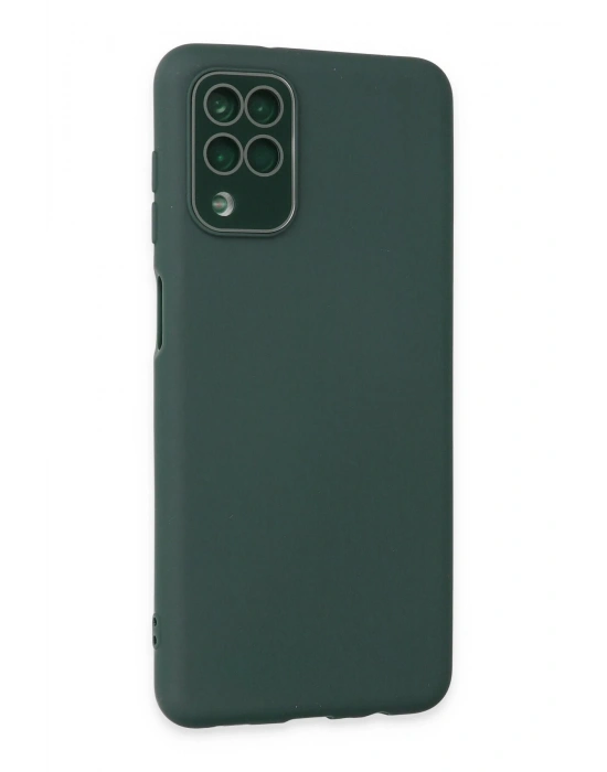 Newface Samsung Galaxy A22 Kılıf Lansman Glass Kapak - Koyu Yeşil