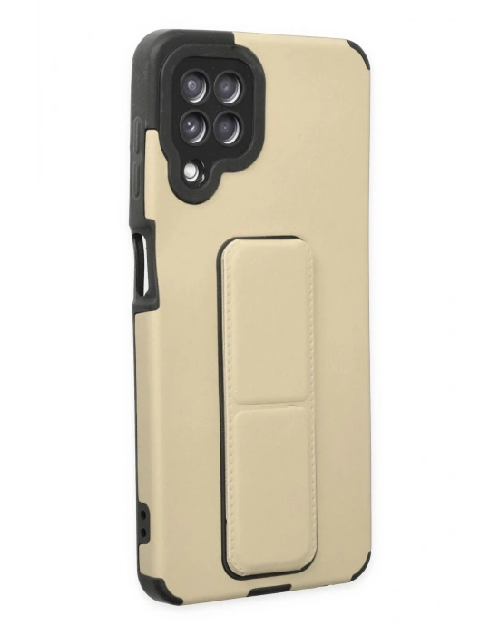 Newface Samsung Galaxy A22 Kılıf Mega Standlı Silikon - Gold