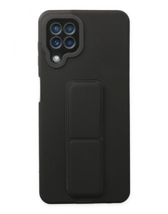 Newface Samsung Galaxy A22 Kılıf Mega Standlı Silikon - Siyah