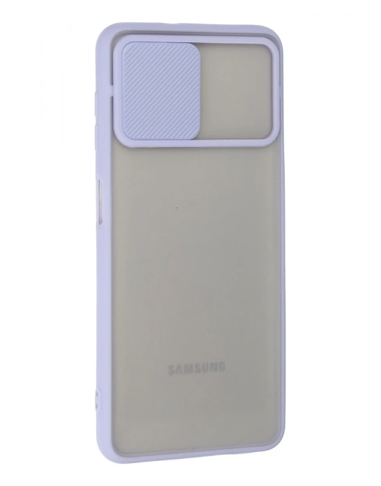 Newface Samsung Galaxy A22 Kılıf Palm Buzlu Kamera Sürgülü Silikon - Lila