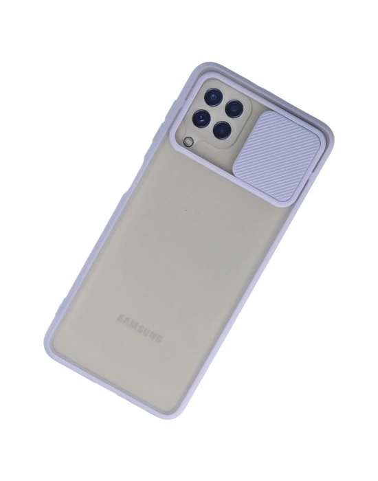 Newface Samsung Galaxy A22 Kılıf Palm Buzlu Kamera Sürgülü Silikon - Lila