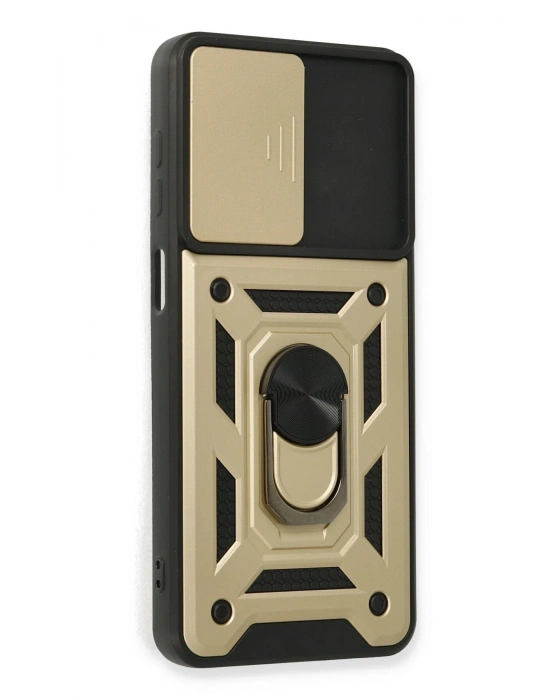 Newface Samsung Galaxy A22 Kılıf Pars Lens Yüzüklü Silikon - Gold