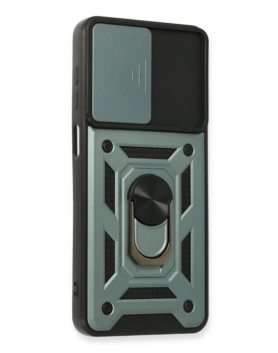 Newface Samsung Galaxy A22 Kılıf Pars Lens Yüzüklü Silikon - Yeşil