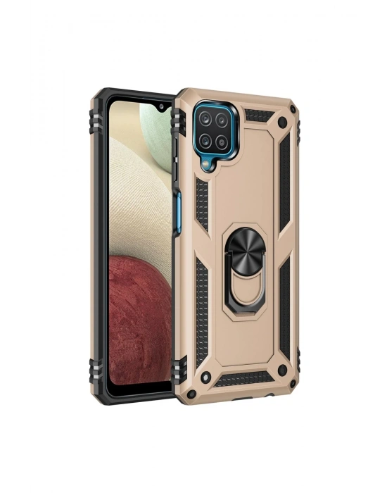 Newface Samsung Galaxy A22 Kılıf Sofya Yüzüklü Silikon Kapak - Gold