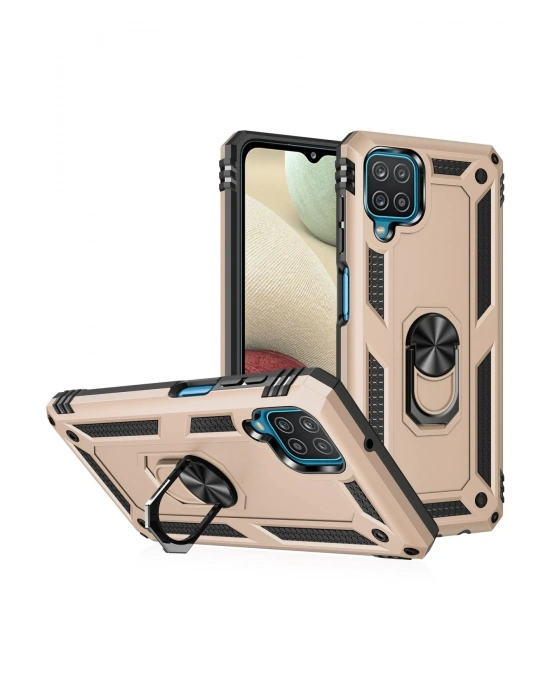 Newface Samsung Galaxy A22 Kılıf Sofya Yüzüklü Silikon Kapak - Gold