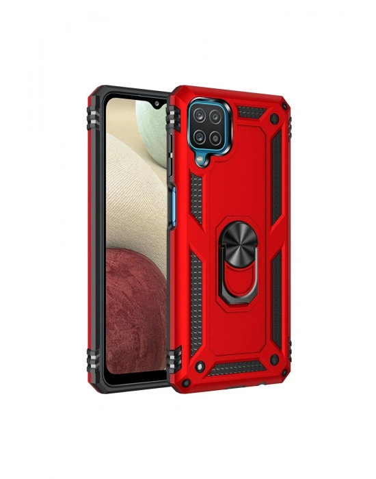 Newface Samsung Galaxy A22 Kılıf Sofya Yüzüklü Silikon Kapak - Kırmızı