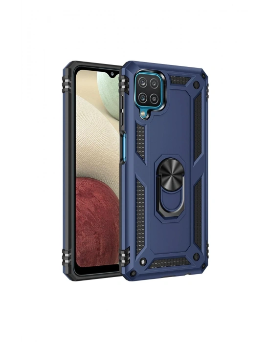 Newface Samsung Galaxy A22 Kılıf Sofya Yüzüklü Silikon Kapak - Lacivert