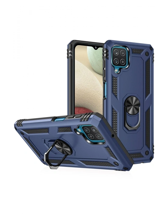 Newface Samsung Galaxy A22 Kılıf Sofya Yüzüklü Silikon Kapak - Lacivert