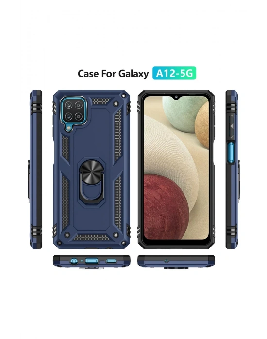 Newface Samsung Galaxy A22 Kılıf Sofya Yüzüklü Silikon Kapak - Lacivert