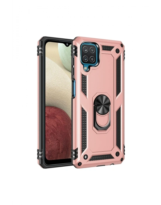 Newface Samsung Galaxy A22 Kılıf Sofya Yüzüklü Silikon Kapak - Rose