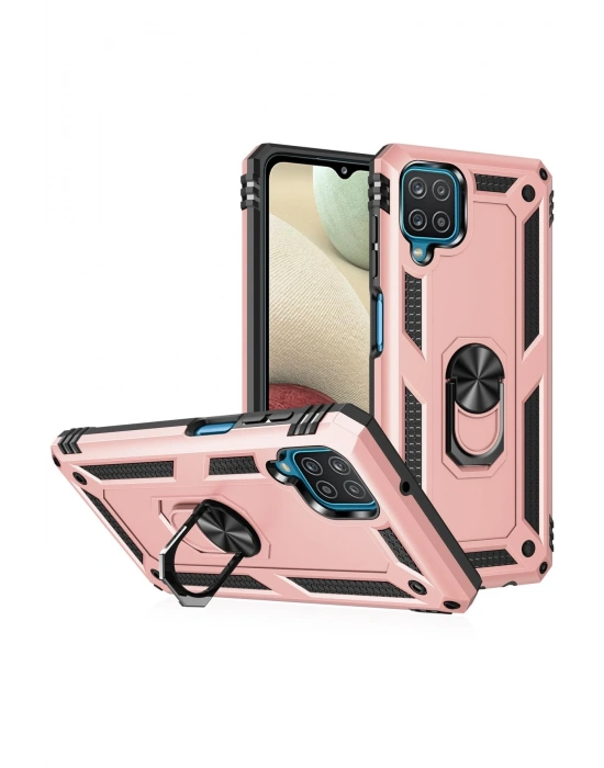 Newface Samsung Galaxy A22 Kılıf Sofya Yüzüklü Silikon Kapak - Rose