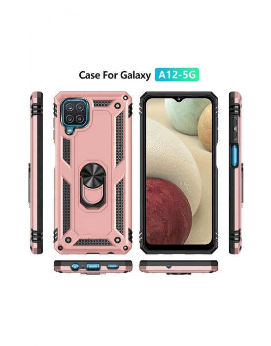 Newface Samsung Galaxy A22 Kılıf Sofya Yüzüklü Silikon Kapak - Rose
