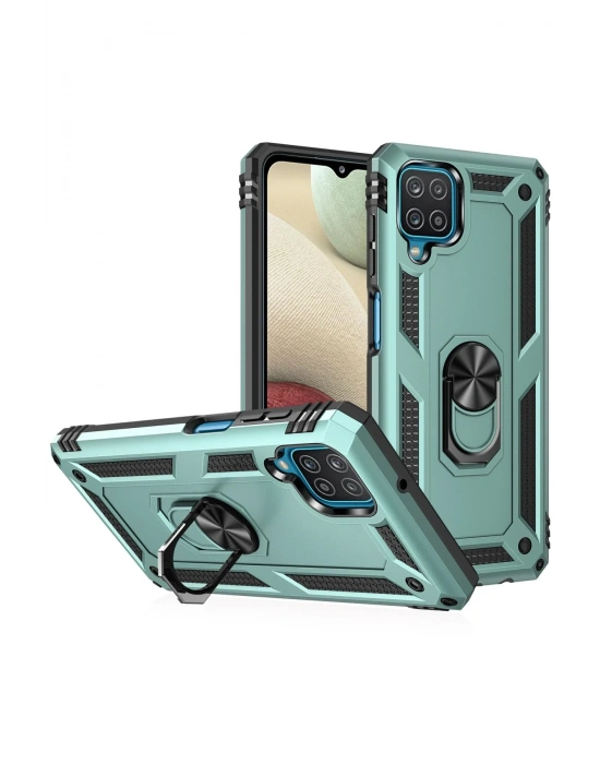 Newface Samsung Galaxy A22 Kılıf Sofya Yüzüklü Silikon Kapak - Yeşil