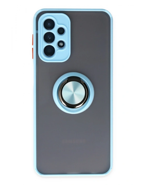 Newface Samsung Galaxy A23 4G Kılıf Montreal Yüzüklü Silikon Kapak - Buz Mavi