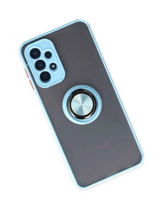 Newface Samsung Galaxy A23 4G Kılıf Montreal Yüzüklü Silikon Kapak - Buz Mavi