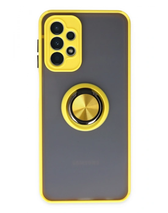 Newface Samsung Galaxy A23 4G Kılıf Montreal Yüzüklü Silikon Kapak - Sarı