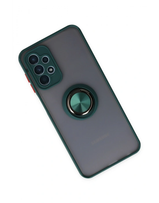 Newface Samsung Galaxy A23 4G Kılıf Montreal Yüzüklü Silikon Kapak - Yeşil