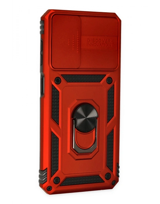 Newface Samsung Galaxy A23 4G Kılıf Pars Lens Yüzüklü Silikon - Kırmızı