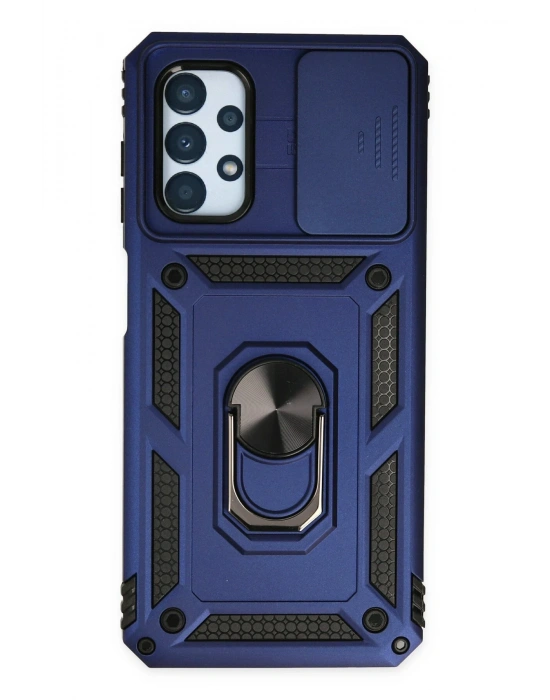 Newface Samsung Galaxy A23 4G Kılıf Pars Lens Yüzüklü Silikon - Lacivert