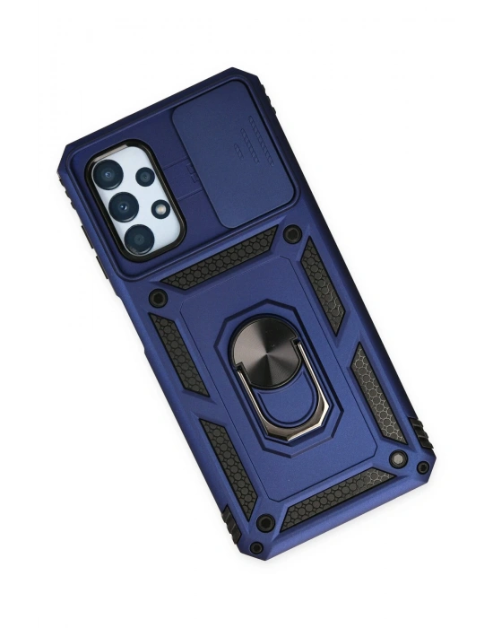 Newface Samsung Galaxy A23 4G Kılıf Pars Lens Yüzüklü Silikon - Lacivert