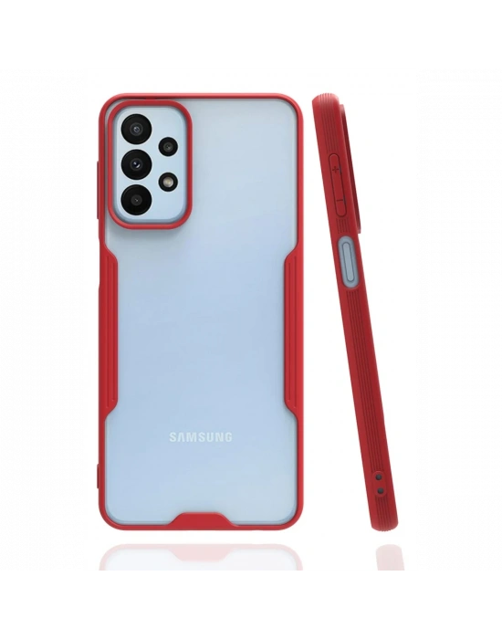 Newface Samsung Galaxy A23 4G Kılıf Platin Silikon - Kırmızı