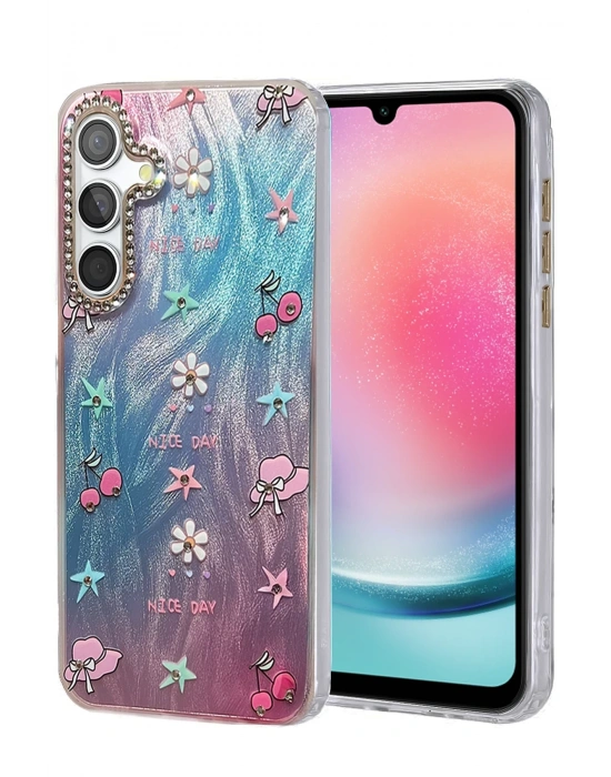 Newface Samsung Galaxy A24 4G Kılıf Blade Aynalı Desenli Kapak - Desen 4