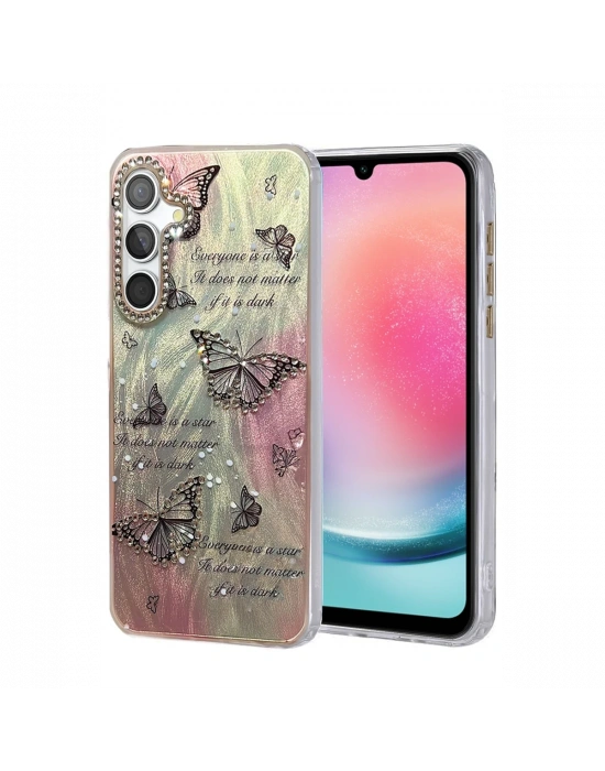 Newface Samsung Galaxy A24 4G Kılıf Blade Aynalı Desenli Kapak - Desen 6