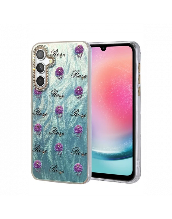 Newface Samsung Galaxy A24 4G Kılıf Blade Aynalı Desenli Kapak - Desen 9