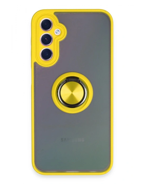 Newface Samsung Galaxy A24 4G Kılıf Montreal Yüzüklü Silikon Kapak - Sarı