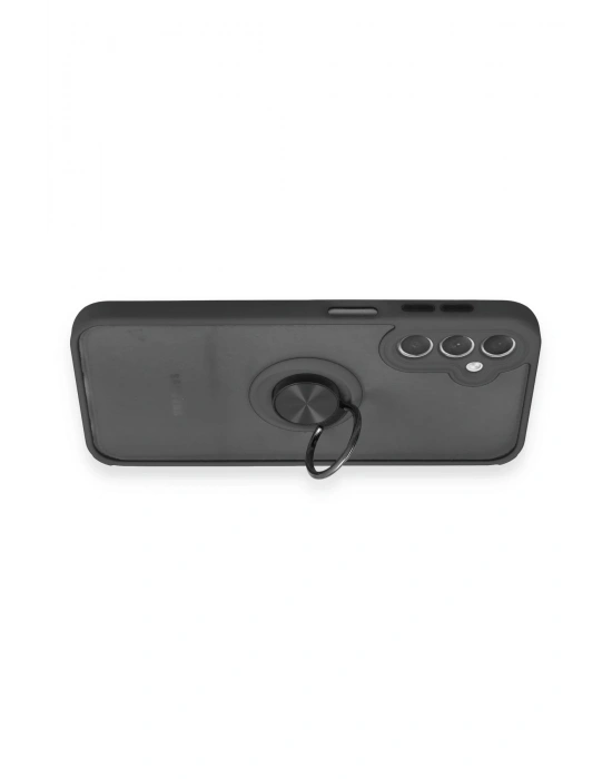 Newface Samsung Galaxy A24 4G Kılıf Montreal Yüzüklü Silikon Kapak - Siyah