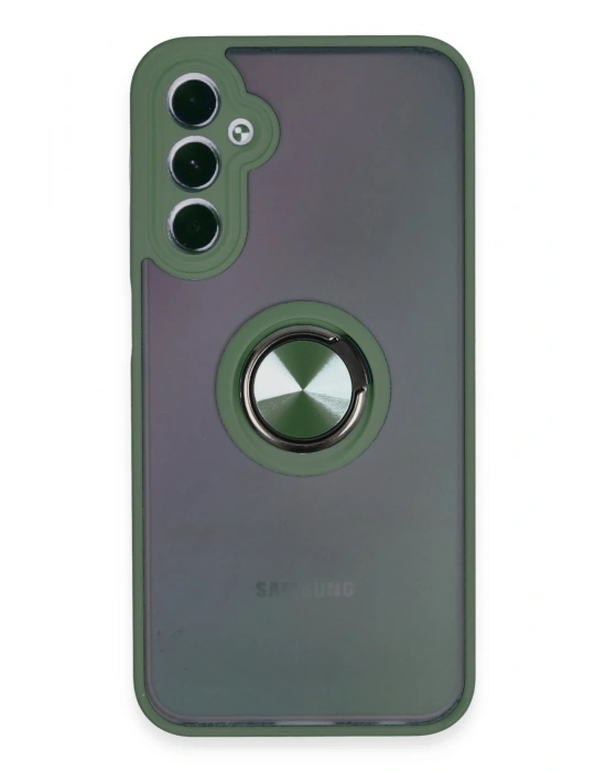 Newface Samsung Galaxy A24 4G Kılıf Montreal Yüzüklü Silikon Kapak - Yeşil