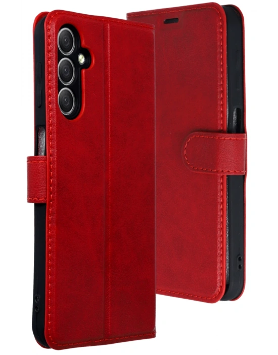 Newface Samsung Galaxy A24 4G Kılıf Trend S Plus Kapaklı Kılıf - Kırmızı