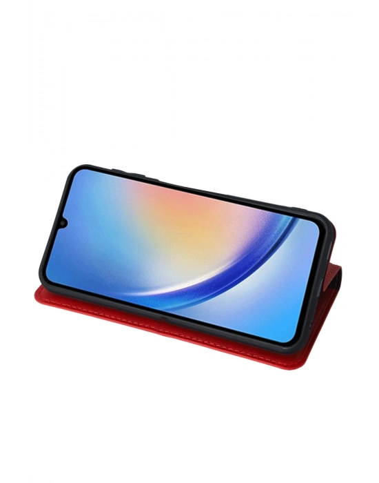 Newface Samsung Galaxy A24 4G Kılıf Trend S Plus Kapaklı Kılıf - Kırmızı