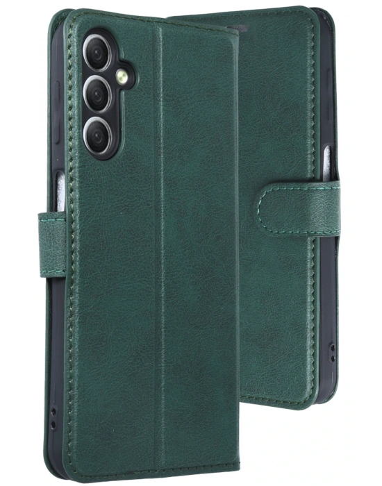 Newface Samsung Galaxy A24 4G Kılıf Trend S Plus Kapaklı Kılıf - Yeşil